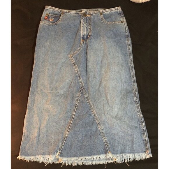 Mudd Distressed Denim Pencil Midi Skirt Size 1 Y2K - Picture 1 of 4